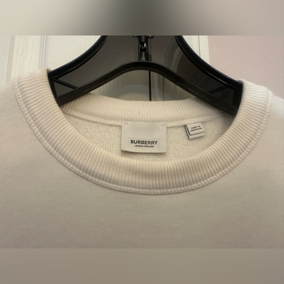 Burberry White Crewneck Sweater with Black Accents - Picture 2 of 3